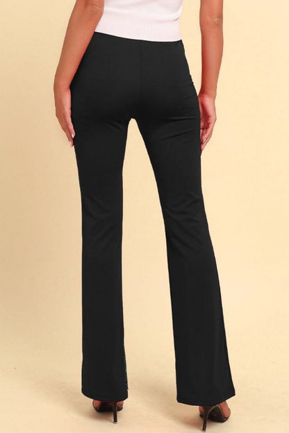 Spliced Mesh Bootcut Pants-Teresa&#39;s Fashionista LLC