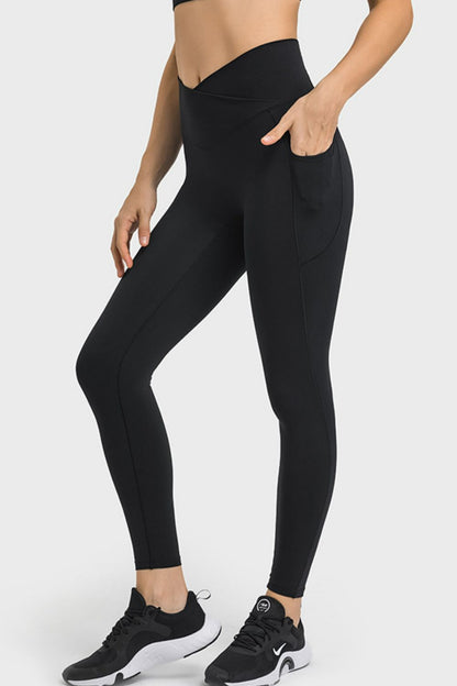 V-Waist Yoga Leggings with Pockets-Teresa&#39;s Fashionista LLC