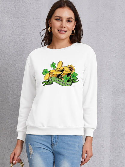 ST. PATRICK'S DAY Graphic Round Neck Sweatshirt-Teresa&#39;s Fashionista LLC