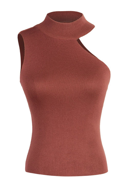 Asymmetrical Sleeveless Rib-Knit Top-Teresa&#39;s Fashionista LLC