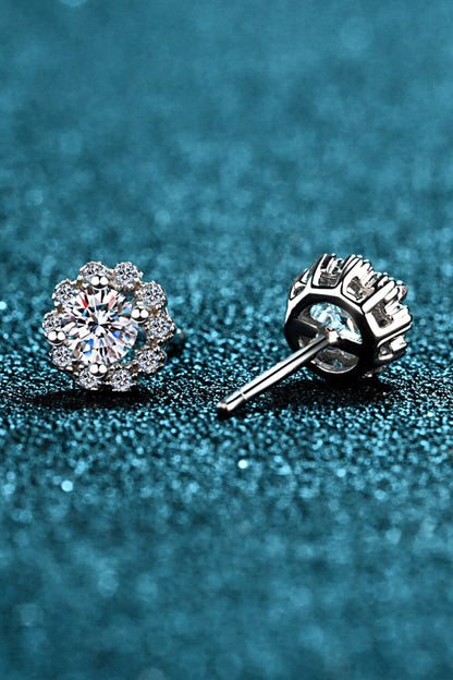 Moissanite Floral-Shaped Stud Earrings-Teresa&#39;s Fashionista LLC