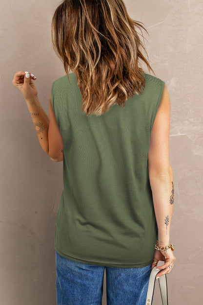 Distressed Round Neck Tank-Teresa&#39;s Fashionista LLC