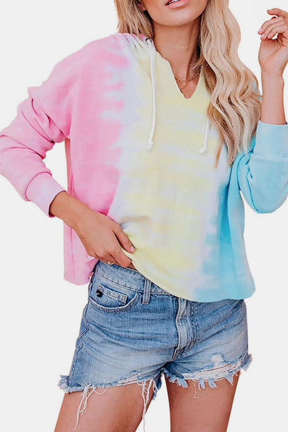 Tie-Dye Drawstring Hoodie-Teresa&#39;s Fashionista LLC