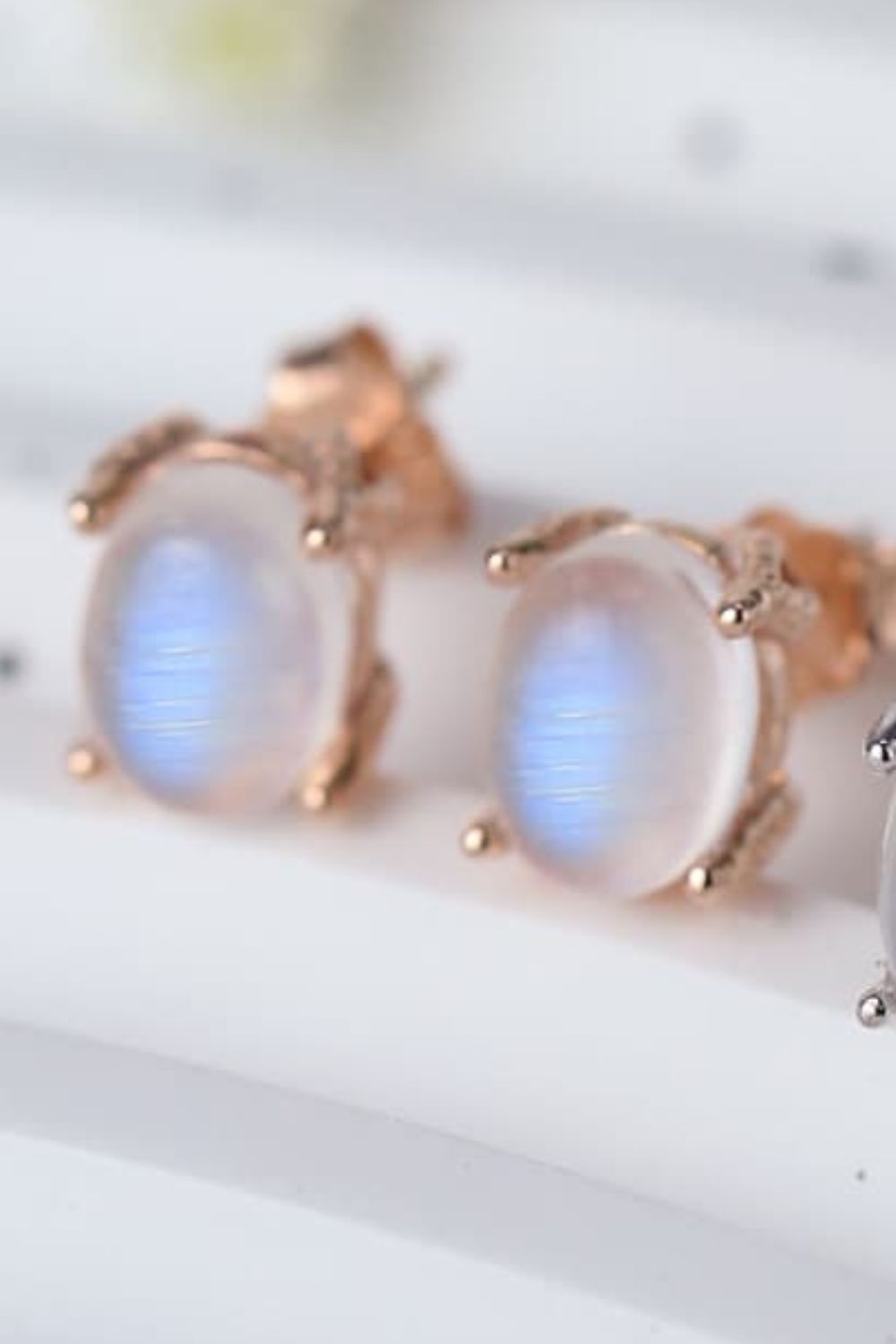 High Quality Natural Moonstone 925 Sterling Silver Stud Earrings-Teresa&#39;s Fashionista LLC