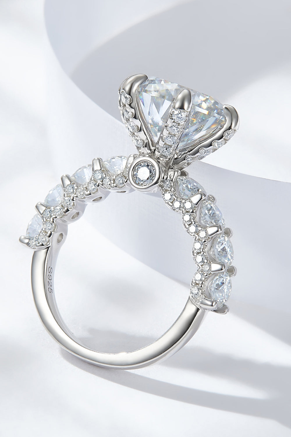 3-Carat Moissanite Platinum-Plated Side Stone Ring-Teresa&#39;s Fashionista LLC