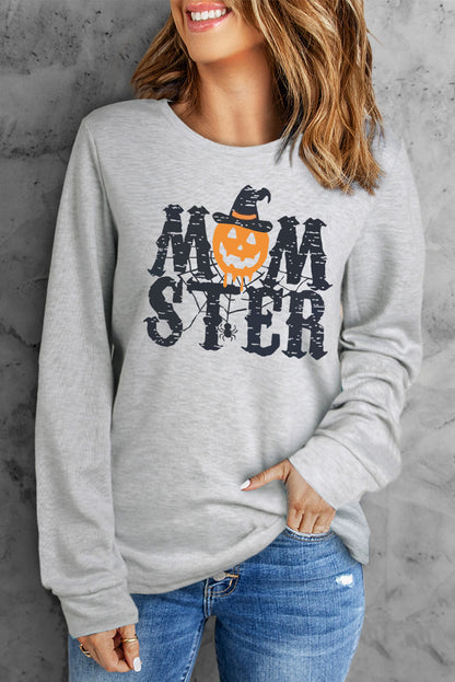 Round Neck Long Sleeve MOMSTER Graphic Sweatshirt-Teresa&#39;s Fashionista LLC