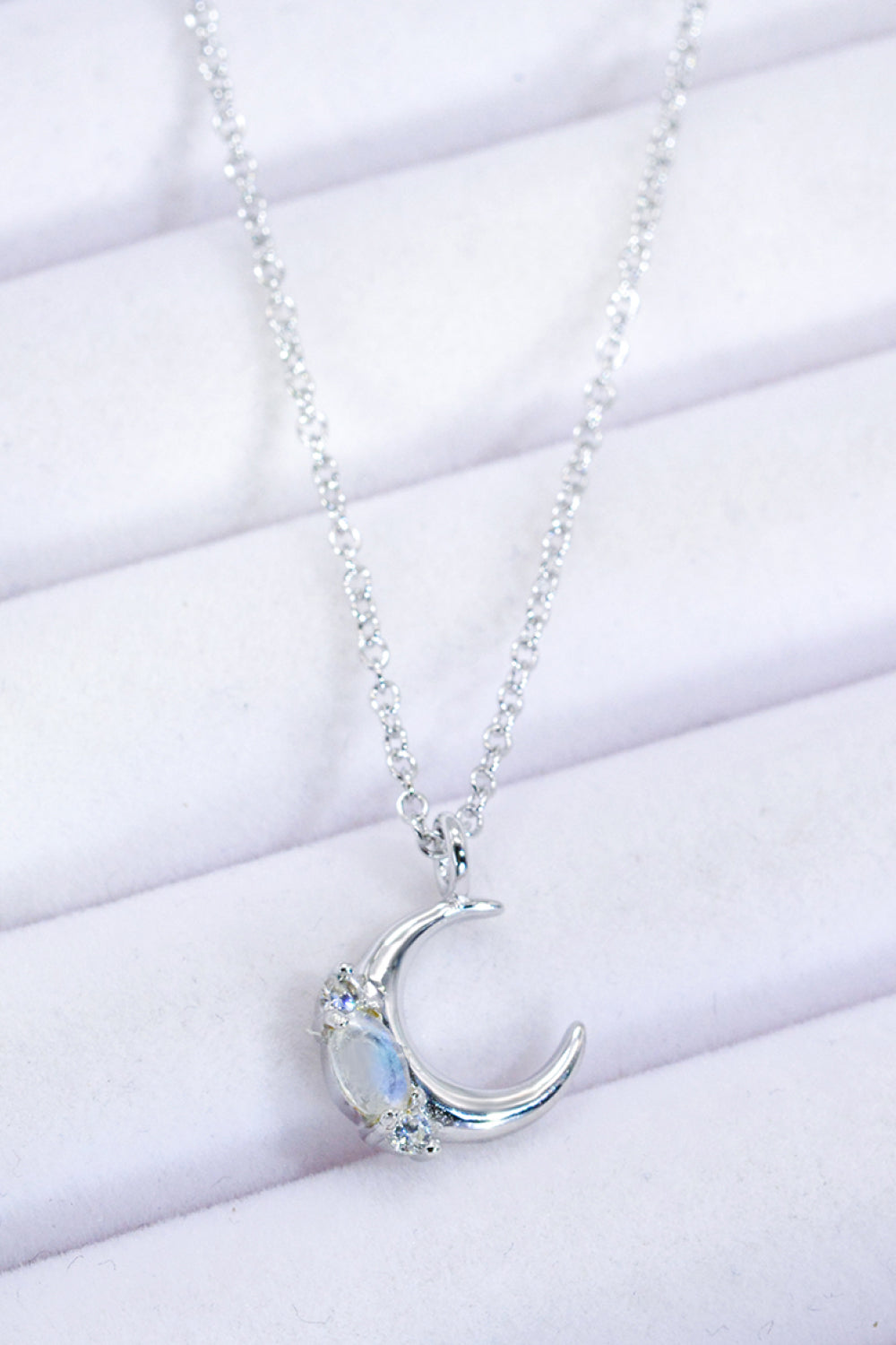 Natural Moonstone Moon Pendant Necklace-Teresa&#39;s Fashionista LLC