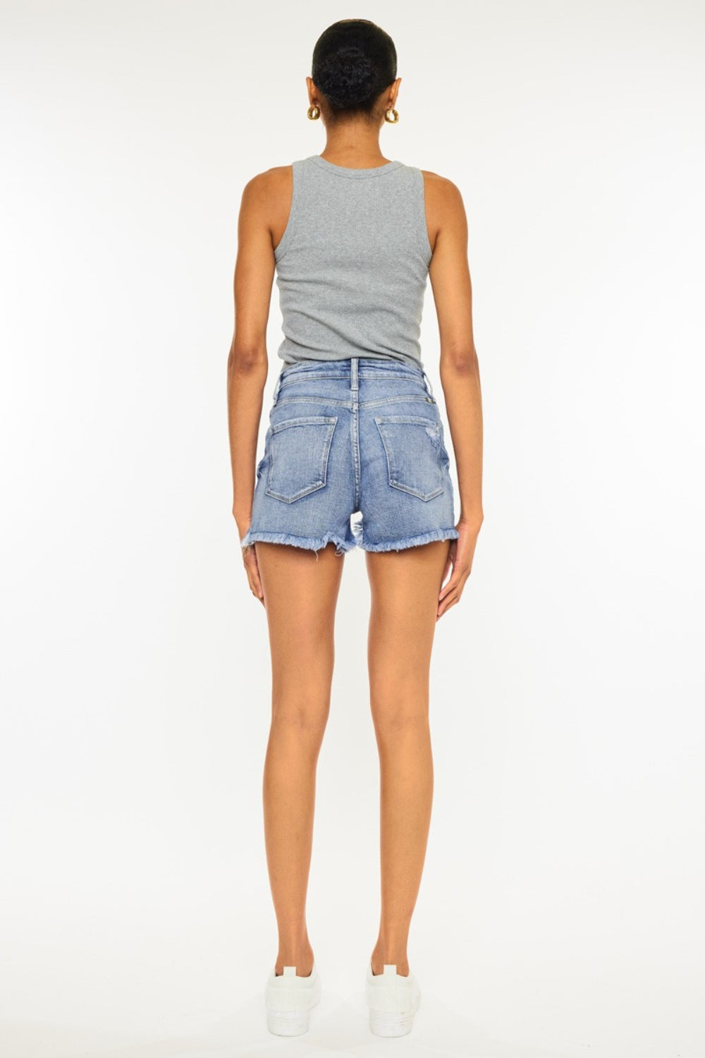 Kancan Distressed Raw Hem Denim Shorts-Teresa&#39;s Fashionista LLC