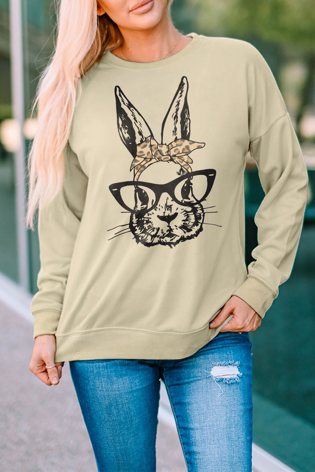 Easter Graphic Drop Shoulder Sweatshirt-Teresa&#39;s Fashionista LLC