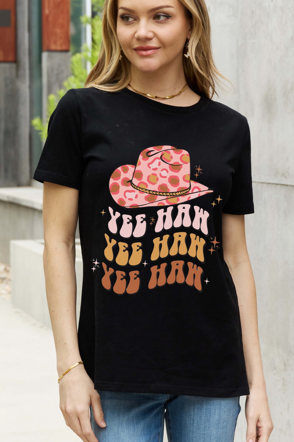 Simply Love Simply Love Full Size YEE HAH YEE HAH YEE HAH Graphic Cotton Tee-Teresa&#39;s Fashionista LLC