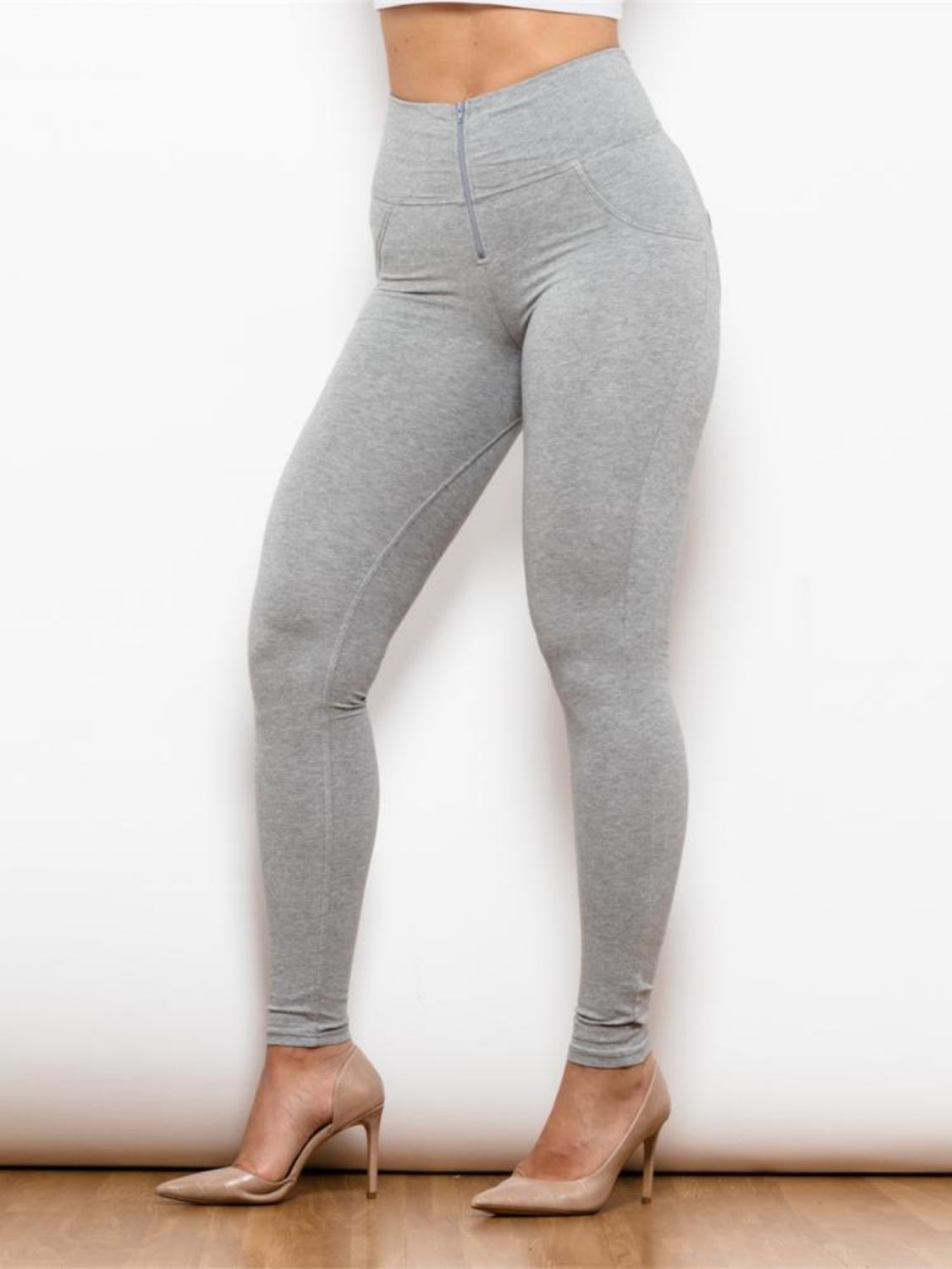 Full Size Zip Detail High Waist Leggings-Teresa&#39;s Fashionista LLC