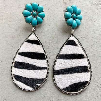 Turquoise Flower Teardrop Earrings-Teresa&#39;s Fashionista LLC