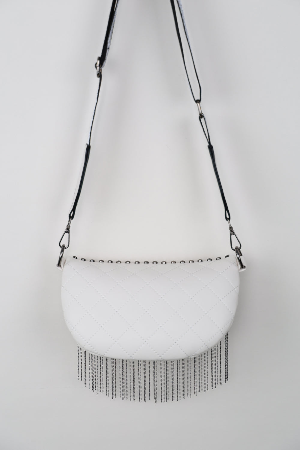 PU Leather Studded Sling Bag with Fringes-Teresa&#39;s Fashionista LLC