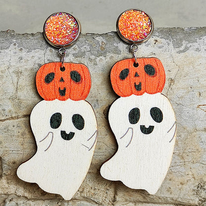 Ghost Shape Wooden Dangle Earrings-Teresa&#39;s Fashionista LLC