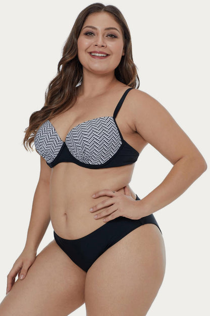 Waves Print Plus Size Bikini Set-Teresa&#39;s Fashionista LLC