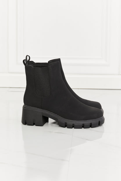 MMShoes Work For It Matte Lug Sole Chelsea Boots in Black-Teresa&#39;s Fashionista LLC