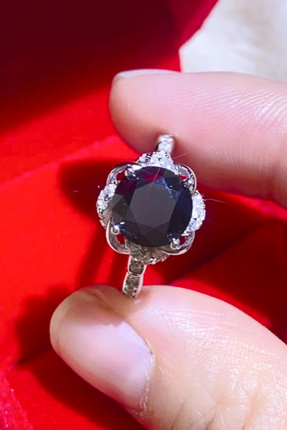 2 Carat Black Moissanite Floral Ring-Teresa&#39;s Fashionista LLC