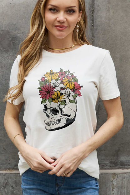 Simply Love Full Size Skull Graphic Cotton Tee-Teresa&#39;s Fashionista LLC