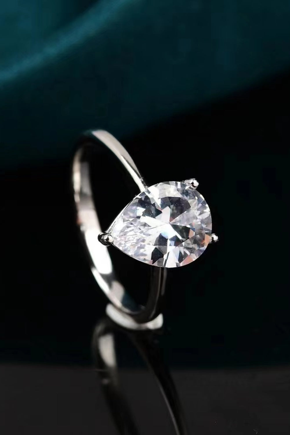 Classic Teardrop 2 Carat Moissanite Ring-Teresa&#39;s Fashionista LLC