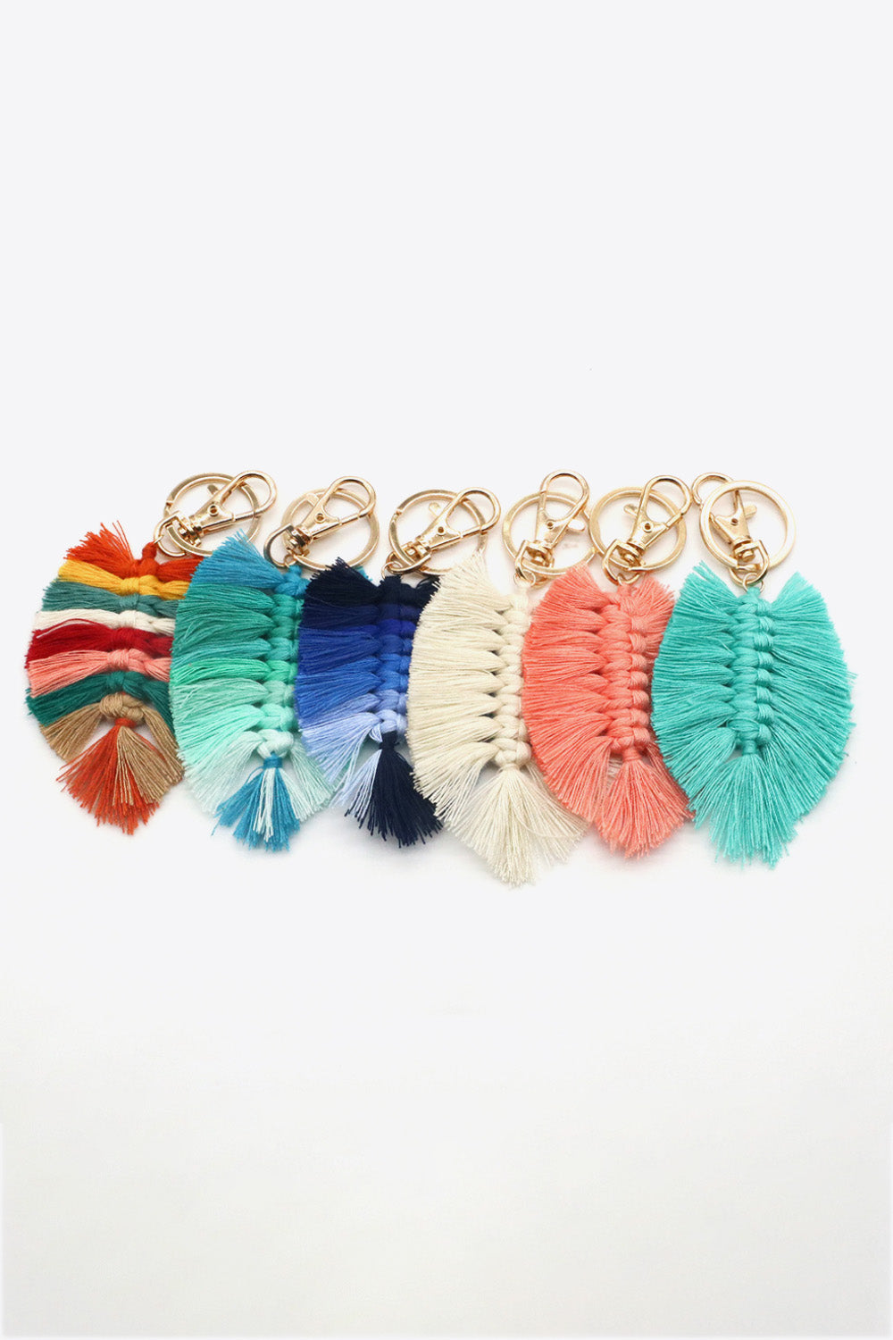 Assorted 4-Pack Leaf Shape Fringe Keychain-Teresa&#39;s Fashionista LLC