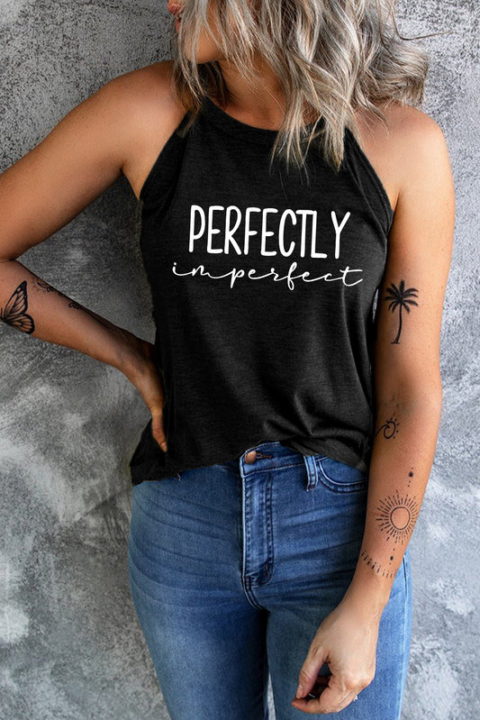 Letter Graphic Grecian Neck Tank-Teresa&#39;s Fashionista LLC