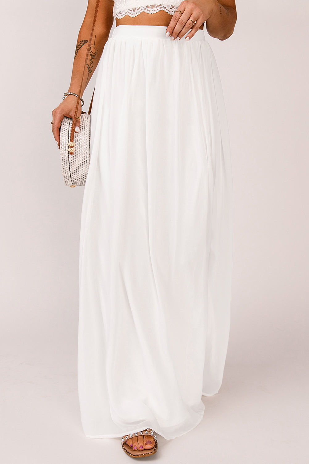 Elastic Waistband Split Maxi Skirt-Teresa&#39;s Fashionista LLC