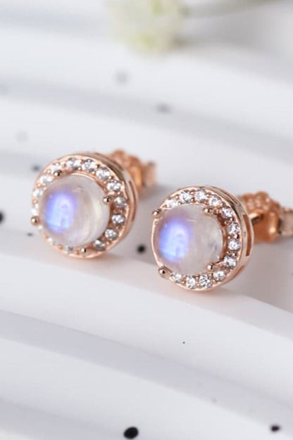 High Quality Natural Moonstone 925 Sterling Silver Stud Earrings-Teresa&#39;s Fashionista LLC