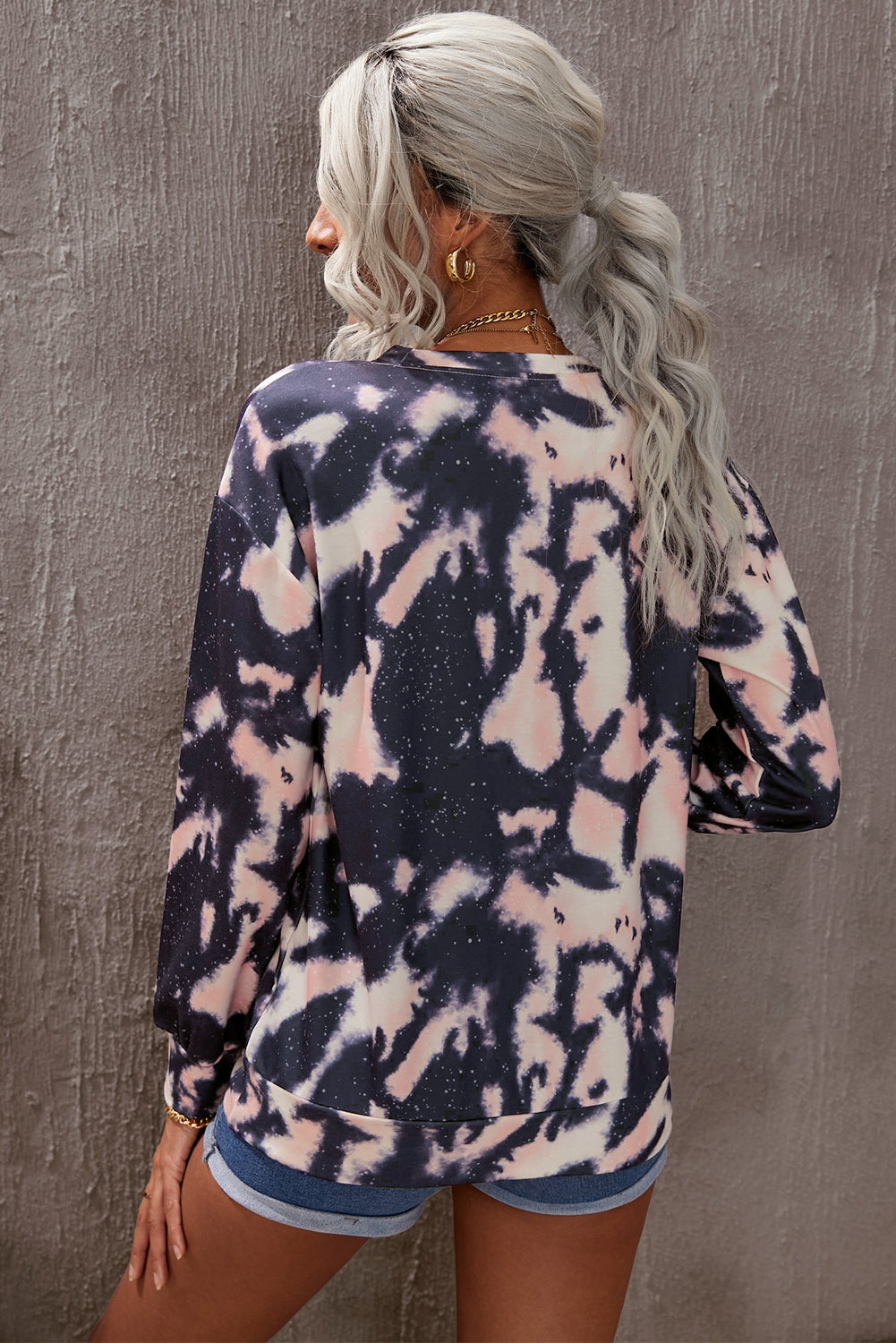 Tie-Dye Round Neck Dropped Shoulder Sweatshirt-Teresa&#39;s Fashionista LLC