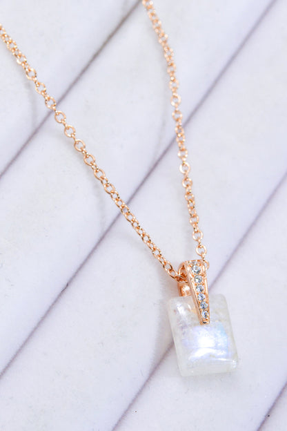 925 Sterling Silver Natural Moonstone Pendant Necklace-Teresa&#39;s Fashionista LLC