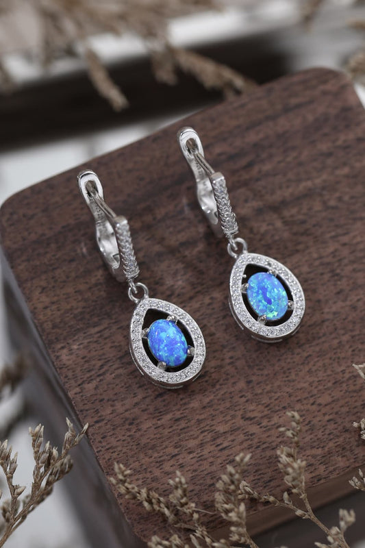 Opal Pear Shaped Drop Earrings-Teresa&#39;s Fashionista LLC