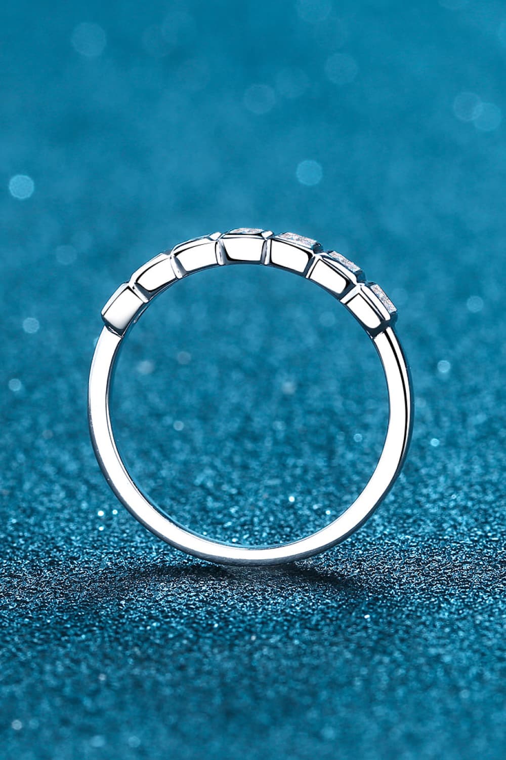 Moissanite Rhodium-Plated Half-Eternity Ring-Teresa&#39;s Fashionista LLC