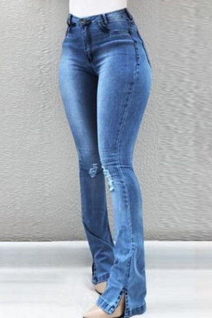 Buttoned Slit Jeans-Teresa&#39;s Fashionista LLC