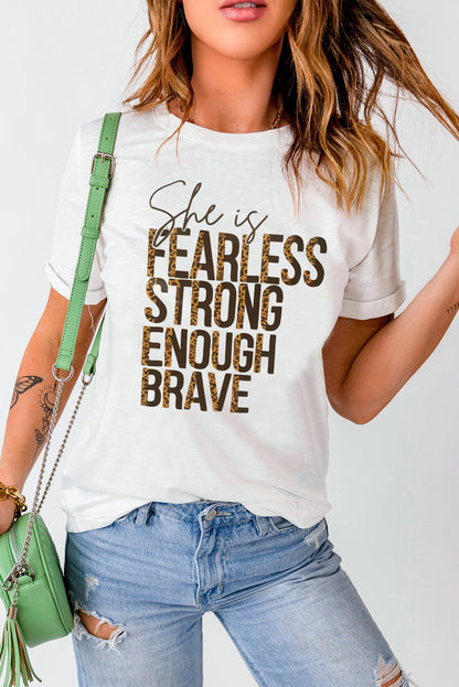 Slogan Graphic Round Neck Short Sleeve Tee-Teresa&#39;s Fashionista LLC