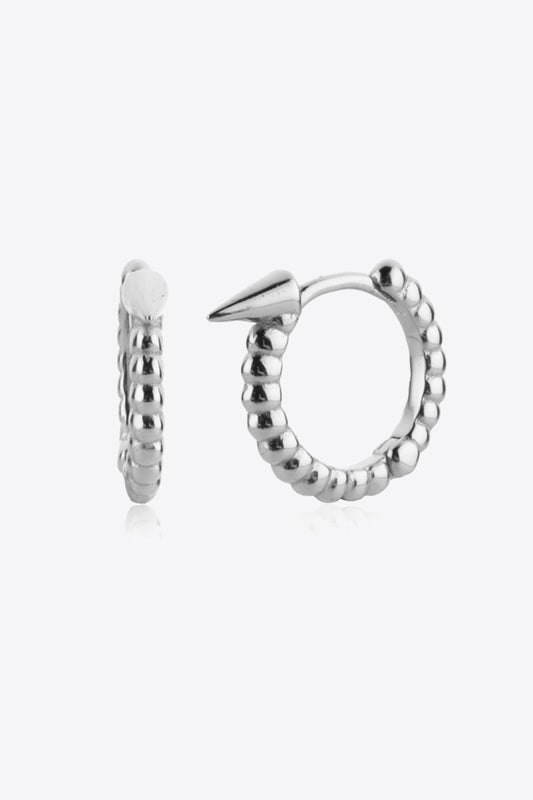 925 Sterling Silver Ribbed Huggie Earrings-Teresa&#39;s Fashionista LLC