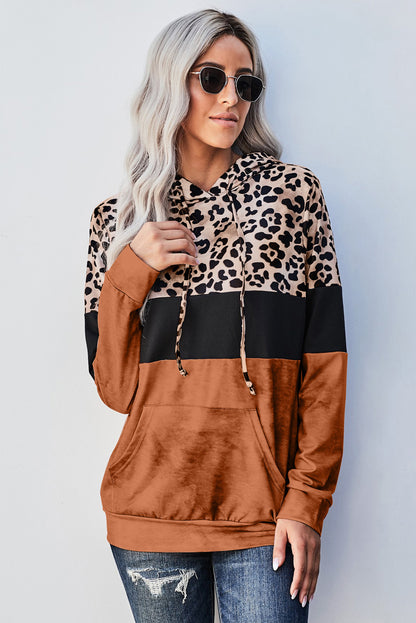 Leopard Color Block Hoodie-Teresa&#39;s Fashionista LLC