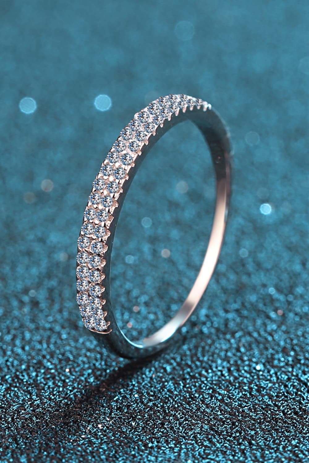 Moissanite 925 Sterling Silver Half-Eternity Ring-Teresa&#39;s Fashionista LLC