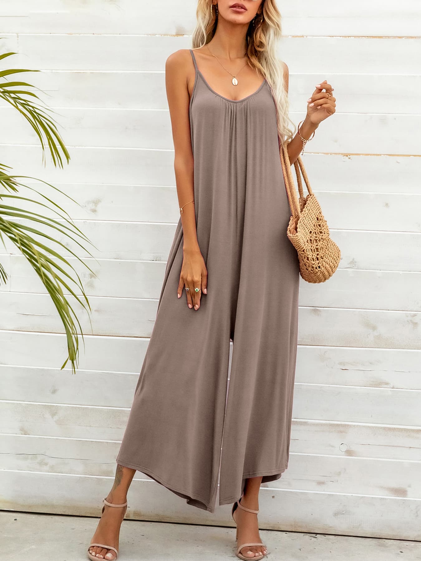 Spaghetti Strap Scoop Neck Jumpsuit-Teresa&#39;s Fashionista LLC