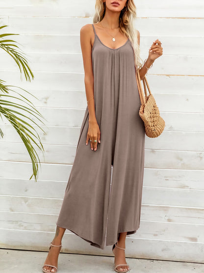 Spaghetti Strap Scoop Neck Jumpsuit-Teresa&#39;s Fashionista LLC