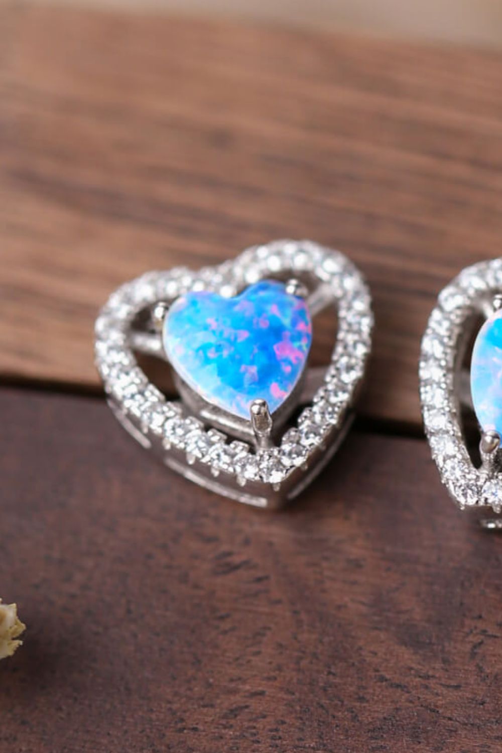 925 Sterling Silver Opal Heart Stud Earrings-Teresa&#39;s Fashionista LLC