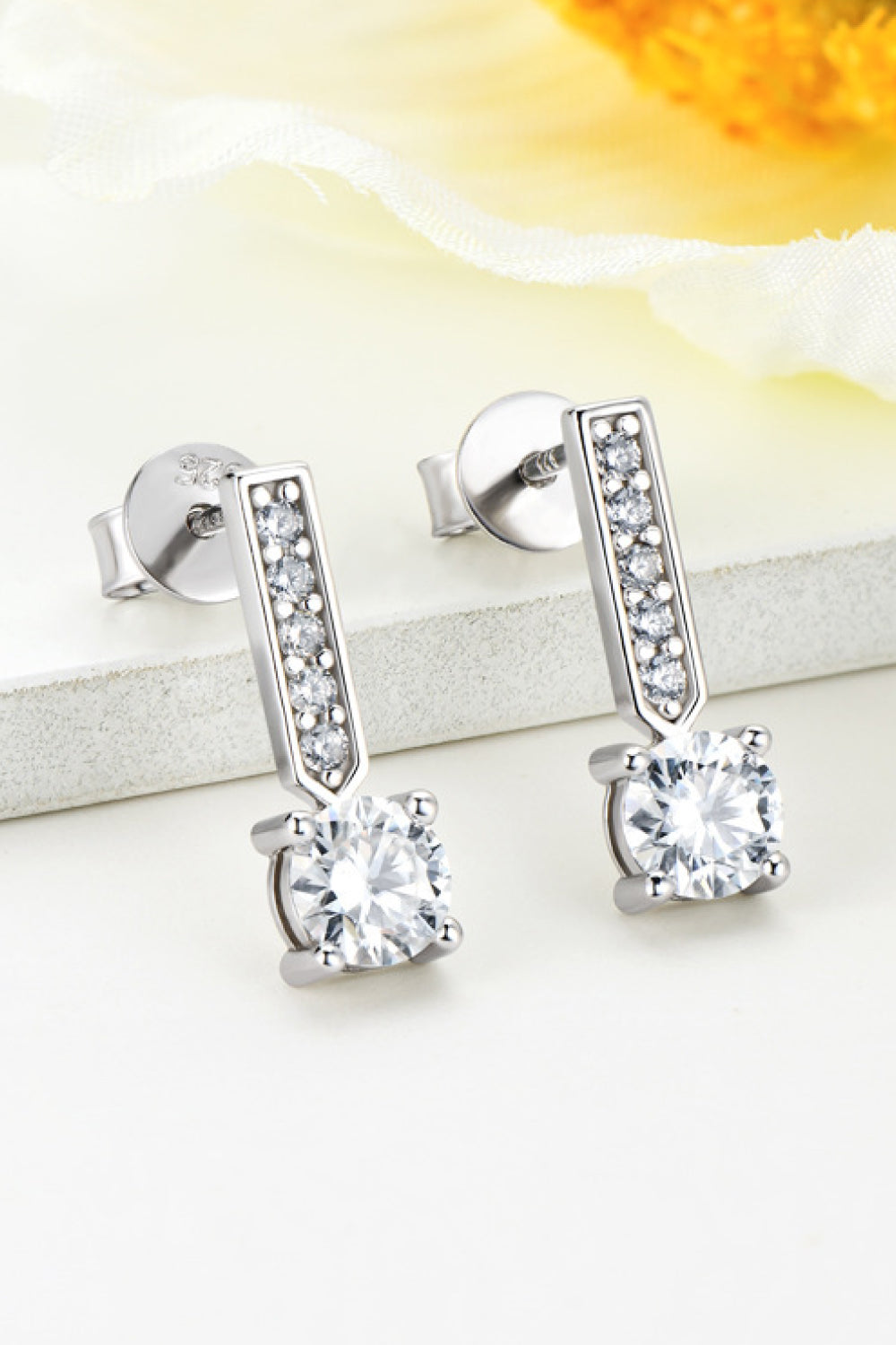 Moissanite and Zircon 925 Sterling Silver Drop Earrings-Teresa&#39;s Fashionista LLC