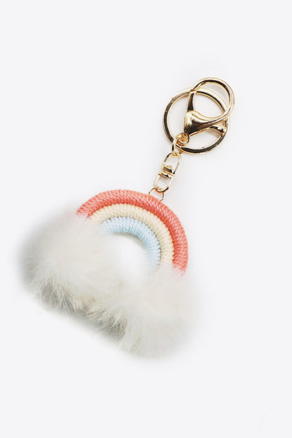 Assorted 4-Pack Rainbow Pom Pom Keychain-Teresa&#39;s Fashionista LLC