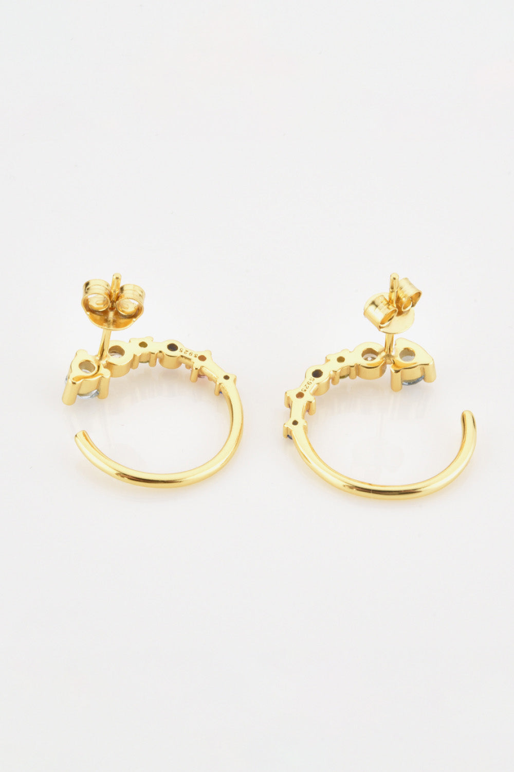 18K Gold-Plated 925 Sterling Silver C-Hoop Earrings-Teresa&#39;s Fashionista LLC