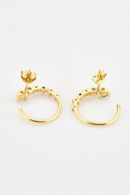 18K Gold-Plated 925 Sterling Silver C-Hoop Earrings-Teresa&#39;s Fashionista LLC