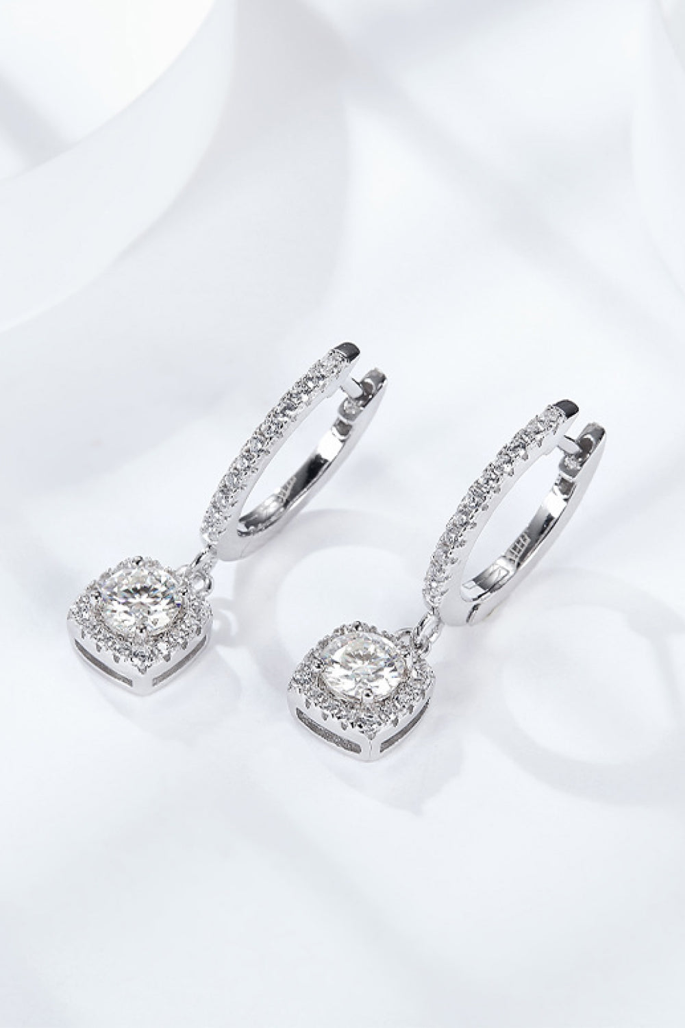 Moissanite Huggie Drop Earrings-Teresa&#39;s Fashionista LLC