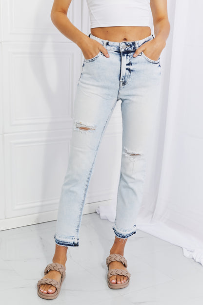 RISEN Full Size Camille Acid Wash Crop Straight Jeans-Teresa&#39;s Fashionista LLC