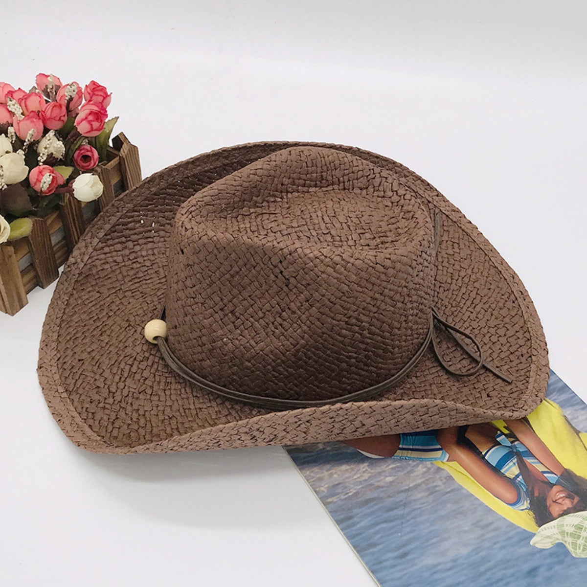 Tied Adjustable Lala Grass Woven Hat-Teresa&#39;s Fashionista LLC