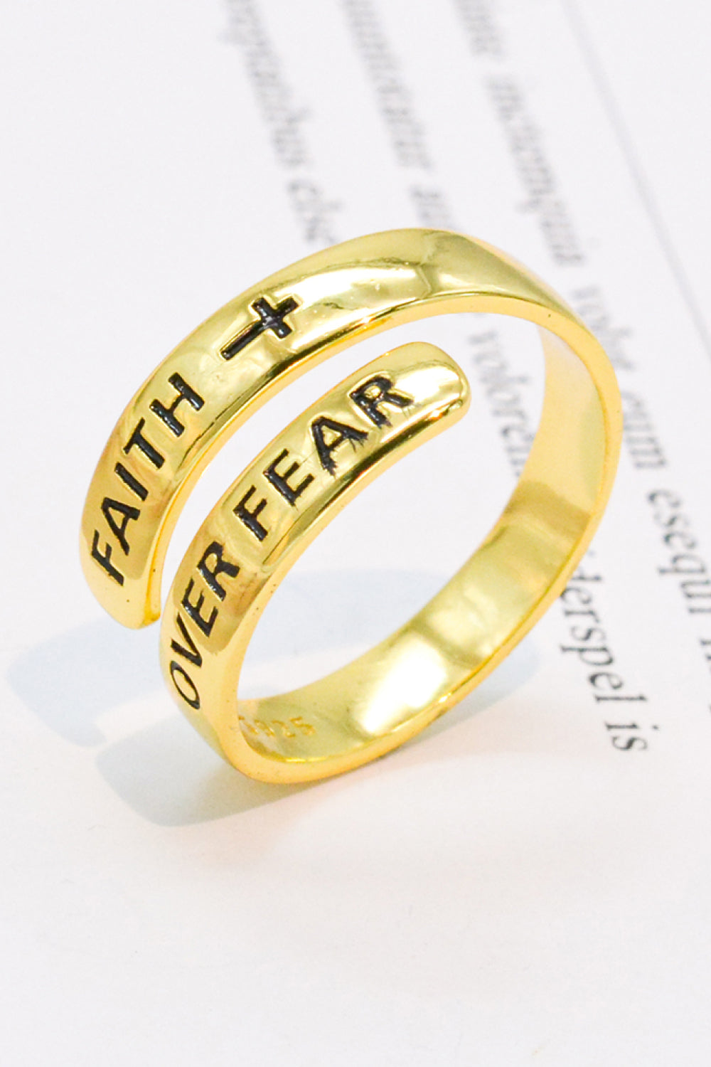 925 Sterling Silver FAITH OVER FEAR Bypass Ring-Teresa&#39;s Fashionista LLC