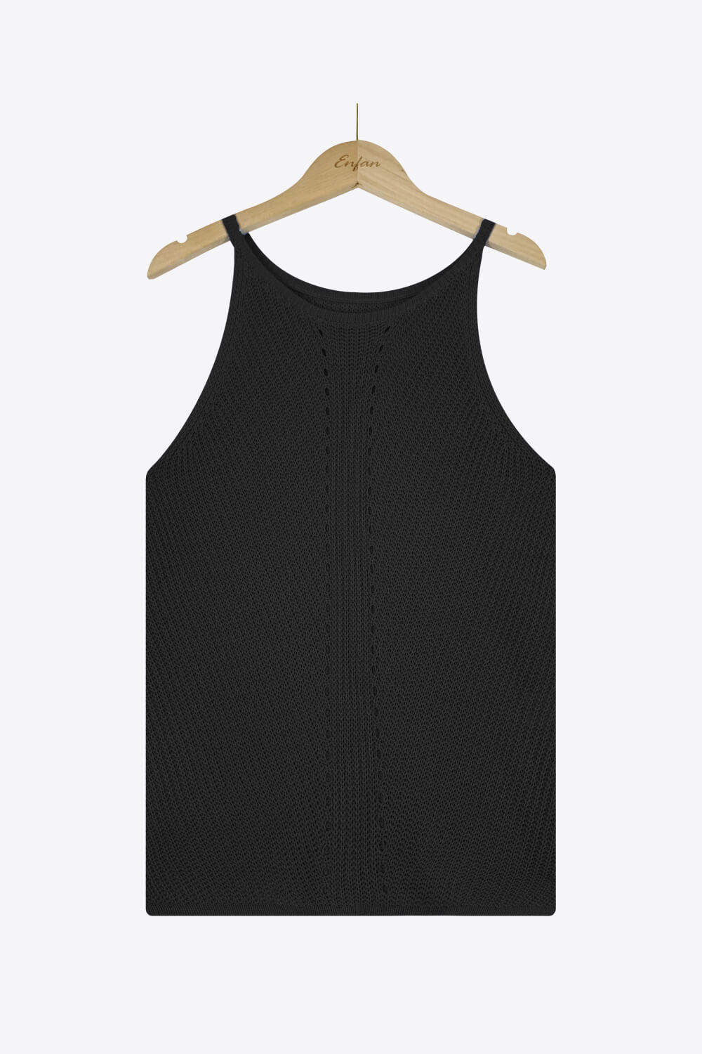 Openwork Grecian Neck Knit Tank Top-Teresa&#39;s Fashionista LLC