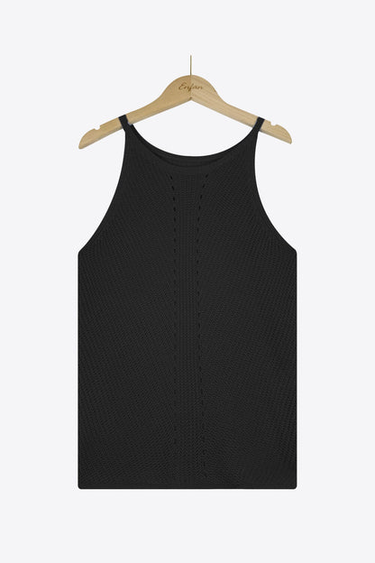 Openwork Grecian Neck Knit Tank Top-Teresa&#39;s Fashionista LLC