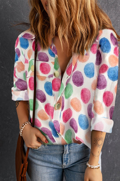 Printed Button Front Long Sleeve Shirt-Teresa&#39;s Fashionista LLC